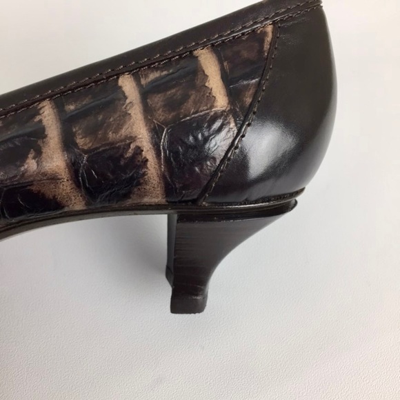 Donald J Pliner Couture Womens Narrow Mallow Brown Croc Print Pumps size 7.5N - Picture 10 of 16